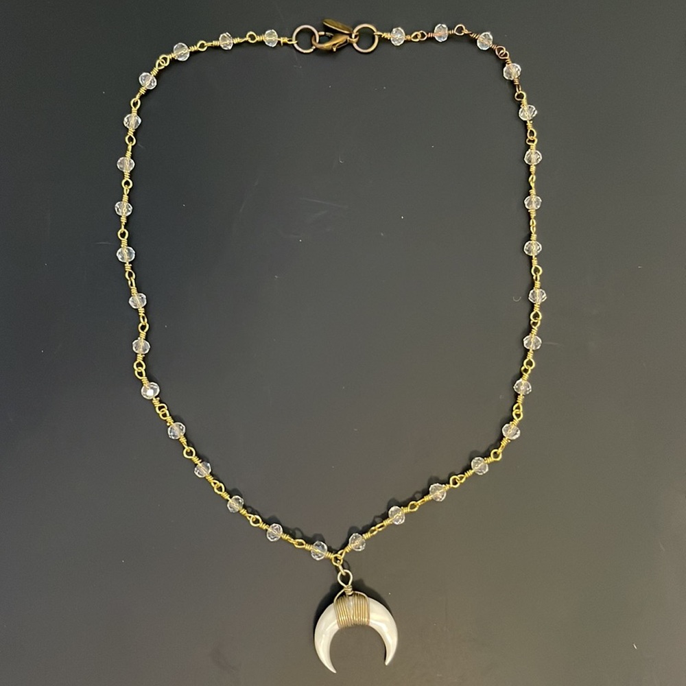 🔥 SALE BMD Half Moon White Beaded Choker Necklace